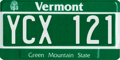 VT license plate YCX121