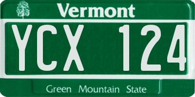 VT license plate YCX124