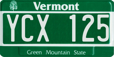 VT license plate YCX125