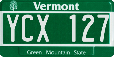 VT license plate YCX127