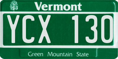 VT license plate YCX130