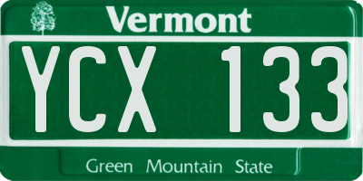VT license plate YCX133