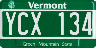VT license plate YCX134