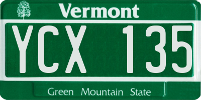 VT license plate YCX135