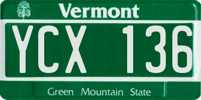 VT license plate YCX136