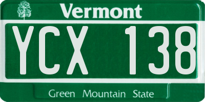 VT license plate YCX138