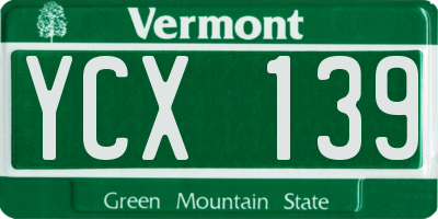 VT license plate YCX139