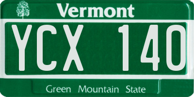 VT license plate YCX140