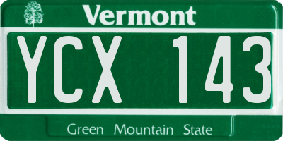 VT license plate YCX143