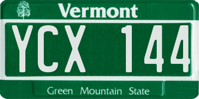 VT license plate YCX144