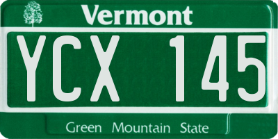 VT license plate YCX145
