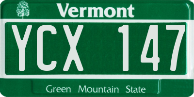 VT license plate YCX147