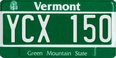 VT license plate YCX150