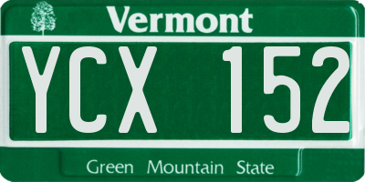 VT license plate YCX152