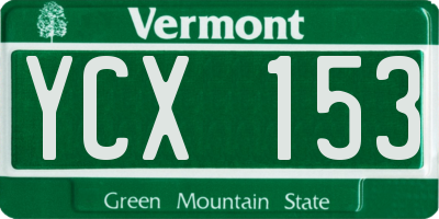 VT license plate YCX153