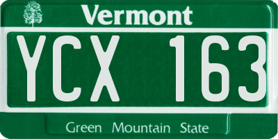 VT license plate YCX163