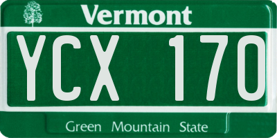 VT license plate YCX170