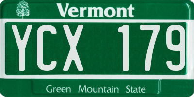 VT license plate YCX179
