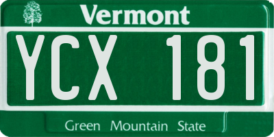 VT license plate YCX181