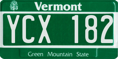 VT license plate YCX182