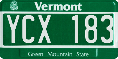VT license plate YCX183