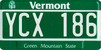 VT license plate YCX186