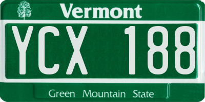 VT license plate YCX188