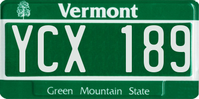 VT license plate YCX189