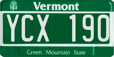 VT license plate YCX190
