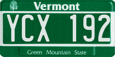 VT license plate YCX192