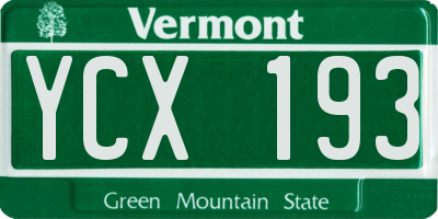 VT license plate YCX193