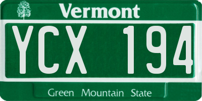 VT license plate YCX194