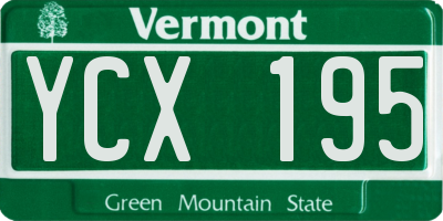 VT license plate YCX195