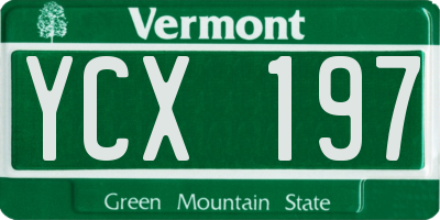 VT license plate YCX197