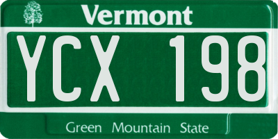 VT license plate YCX198