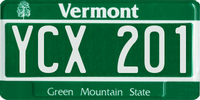 VT license plate YCX201