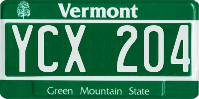 VT license plate YCX204