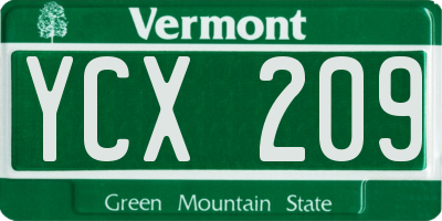 VT license plate YCX209