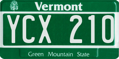 VT license plate YCX210