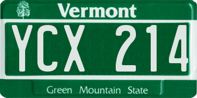 VT license plate YCX214