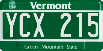 VT license plate YCX215