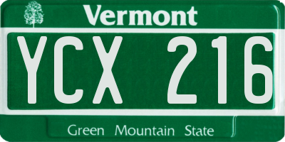 VT license plate YCX216