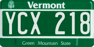 VT license plate YCX218