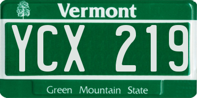 VT license plate YCX219