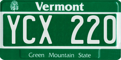VT license plate YCX220