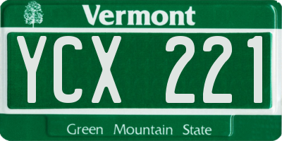 VT license plate YCX221