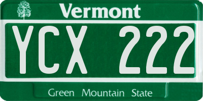 VT license plate YCX222