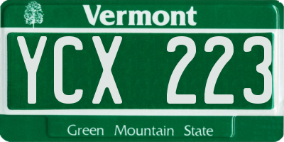 VT license plate YCX223
