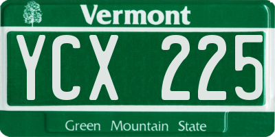 VT license plate YCX225