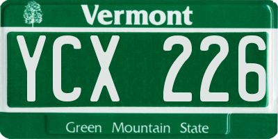 VT license plate YCX226